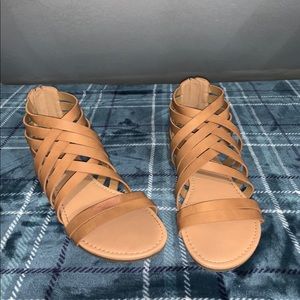 Just fab brown/tan gladiator style sandals size 8